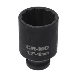 HEROFFIX 1 Pcs Impact Socket Durable Hardware Tool 78mm Black High Carbon Steel 12 Point 40mm for Car Motorcycle Dirtbike Repair 1/2 Inch Drive