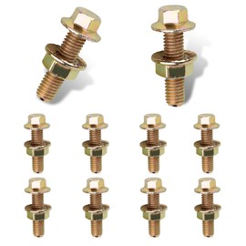 Diamall 10 PCS Exhaust Manifold Bolt Screw Kit, M8 High Strength Carbon Steel Non-Slip Hex Flange Nut Screw, Car Retrofit Replacement Parts, Suitable for Most Car Models (Gold)
