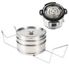 Steamer Pot with Folding Handle, Stackable 3 Tier Stainless Steel