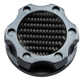 VMS RACING GUNMETAL OIL CAP with Real Black CARBON FIBER Emblem in CNC Machined Billet Aluminum Compatible with LS7 LSA LS9 LT1 LT4 Dry Sump Only