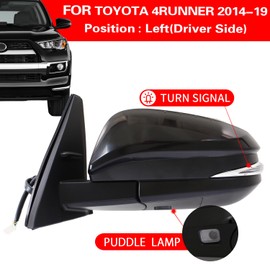 Marretoo for Toyota 4Runner 2014-2024 Left DriverSide Mirror Assembly replacement for 4Runner Accessories BLACK (LH) 9 Pin TO1320312 8794542160C0
