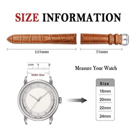 Narako Alligator Style Genuine Leather Watch Bands, Calf Leather Replacement Watch Strap 12mm, 14mm, 16mm, 18mm, 20mm, 22mm, 24mm for Men and Women (16mm, Light Brown)