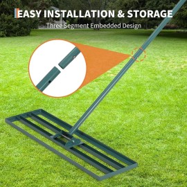 Unbranded Lawn Leveling Rake, 30"x10" Ground Lawn Leveler with 78" Steel Extended Handle