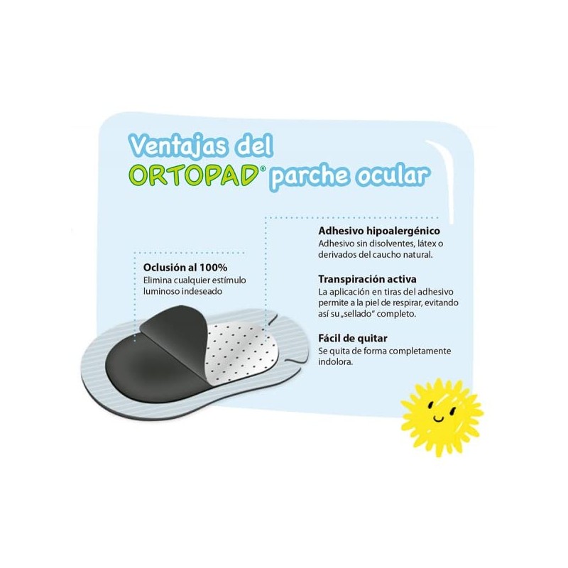 Ortopad boys, parches oculares adhesivos, (50 por caja) tamaño regular