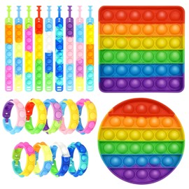 Plopper Toy, Pack of 2 Anti-Stress Toys with 10 Bracelets, Toys for Air Travel Toddlers, Party Bags, Children's Birthday, Fidget Toys Children