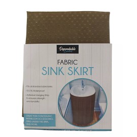 Home Collections Fabric Sink Skirt Bathroom Decor  100% Waterproof Self Stick Brown