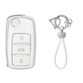 OFFCURVE Car Key Cover Car Key Case Key Fob Cover Car Key Protector with Car Key Fob Compatible with VW Volkswagen Polo Golf 4/5/6 Multivan T5 Caddy Jetta Bora Superb Passat Skoda Fabia Seat Ibiza