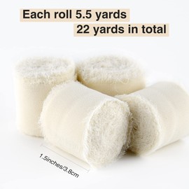 MIAHART 4 Rolls Chiffon Silk Ribbon Handmade Fringe Chiffon Ribbon White Frayed Ribbon for Baby Shower Wedding Bridal Bouquets