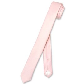Vesuvio Napoli Narrow NeckTie Extra Skinny PINK Color Men's Thin 1.5" Neck Tie