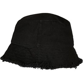 Flexfit Unisex Bucket Hat - Cotton Bucket Hat - Open Stitched Brim for Men and Women - Plain Colour, One Size, black