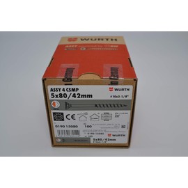 Wuerth Würth Assy 4 CSMP Chipboard Screws 5 x 80 mm Galvanised Steel Partially Threaded Countersunk Head RW 20 Pack of 100