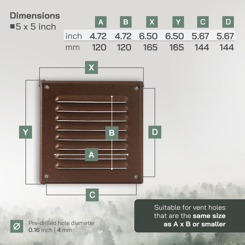 Vent Systems - 5 x 5 Inch (Inner) Pack of
