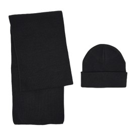 HILLSHADE Scarf and Beanie 2pc Set soft and warm for winter Black One Size