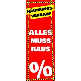 Clearance Sale Poster "Alles muss RAUS" Poster Advertising Sign 119 cm