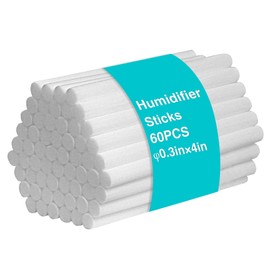 FEUNLEM Cotton Humidifier Filter Sticks (60PCS) - 0.3" Universal Fits Mini Diffusers, Rapid Absorption Replacement Wicks for Cool Mist USB Humidifiers in Home, Bedroom, Office (White, 0.3"×4")