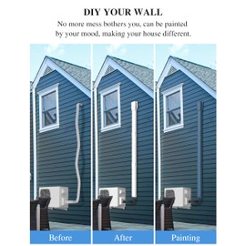 WEETALL 4'' 13Ft Mini Split Line Set Cover with Flexible Pipe, Upgrade PP Heat-Resistant & Paintable, Central AC and Heat Pumps-Full Set, No Other Parts Needed