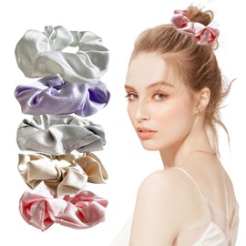 Women's Headband, Elastic Headband, Ponytail Stabilizer Soft Fur Accessories-Grey+Apricot+White+Pink+Purple