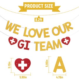 We Love Our GI Team Banner - GI Nurses & Associate Week Sign, GI Week Decor, Gastroenterology Week Party Decorations, GI Nurses Doctors Appreciation Party Decorations Gold Red