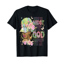 Even In The Midst of My Storm Woman's Tops Religious Black T-Shirt