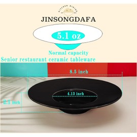 jinsongdafa Ceramics Rimmed Soup Bowls 5.1 oz, Black 8.5 inch Exquisite small soup plate Set of 4, Pasta plates With Rim is the best choice for hotels, kitchens, fine restaurants and gourmets