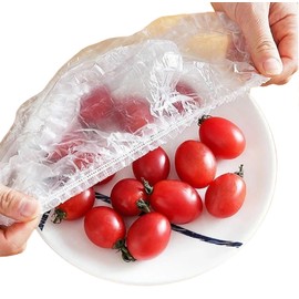 WOO LANDO Pack of 100 Stretchy Food Storage Bags, Food Storage Bags, Food Storage Fridge PE Kitchen Food Storage Bags for Leftovers, Fruits, Carnivorous Prevention, Dust Protection