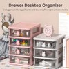 Glomora 4-Tier Desk Storage Box, Transparent Plastic Organizer with Bunny