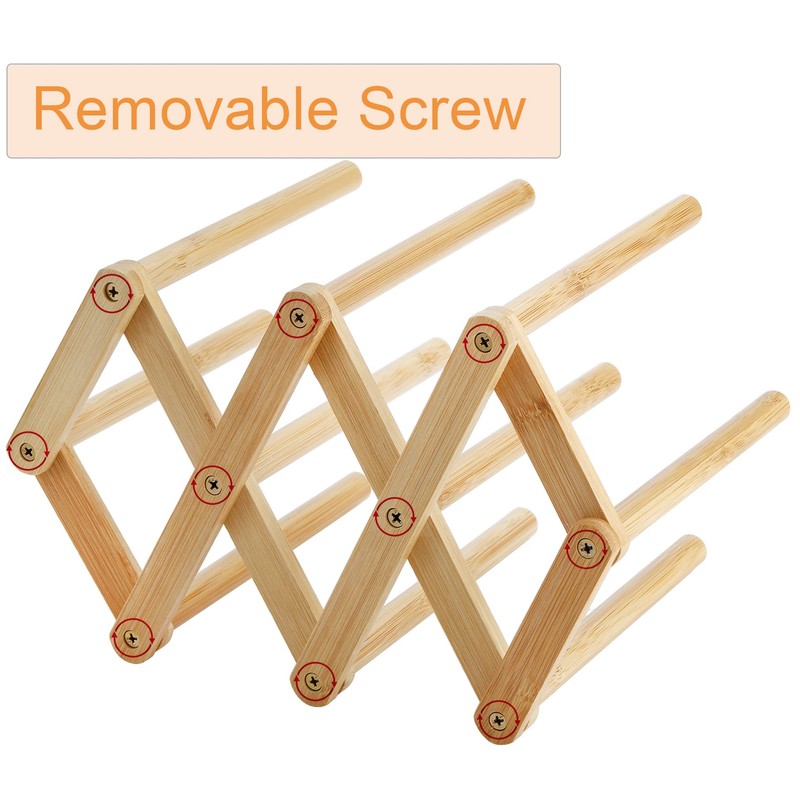 Yesland 2 Pack Wooden Bottle Drying Rack - Retractable Bamboo