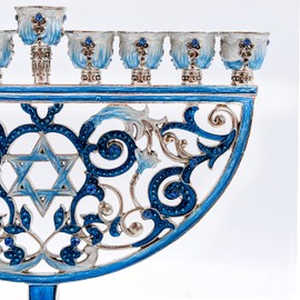 The Dreidel Company Hanukkah Menorah Enamel Star, Enameled Metal Menorah