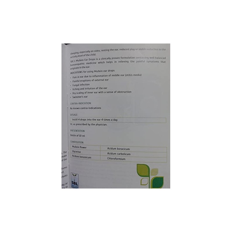 SBL Mullein Ear Drops Ear Infections Earache