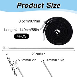 Larrel 4 Stück Kordel für Jogginghose, 140 cm Schwarz Kordel für Hoodie mit Durchziehnadel Ersatz Kordelzug Jogginghose Band Hosenbänder Kordelzug fürKapuzenpullover, Shorts, Jogginghosen, Hosen
