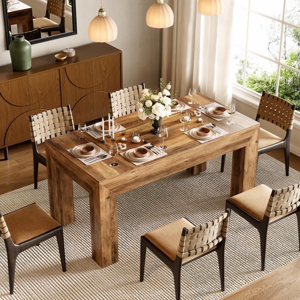 LITTLE TREE Modern Dining Table, Rectangle Heavy Duty Kitchen Table