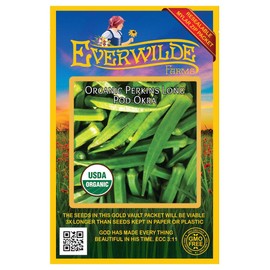 Everwilde Farms - 50 Organic Perkins Long Pod Okra Seeds - Gold Vault Packet