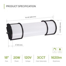 ASD LED 36 Inch Flush Mount Vanity Lighting Fixture | 30W 2650LM 3000K-5000K 120V | 3CCT, Dimmable, Energy Star, ETL Listed | Bathroom Linear Wall Light Bar, Long Tube Bath Sconce | Black, 2 Pack