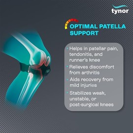 TYNOR Patellar Tendon Knee Support Strap Adjustable Neoprene Knee Stabilizer Band With Gel Pad Knee Brace For Knee Pain, Tendonitis, Running, Hiking, 