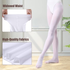 Monbessi Ballet Tights Girls 90D Tights Ballet Girls Ballet Tights Women's Dance Tights for Children and Women, White