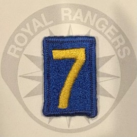 Vintage Royal Rangers Blue & Yellow Outpost Numeral 7 Patch - Seven, larger size