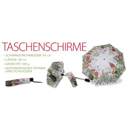 Rannenberg & Friends Umbrella / Pocket Umbrella / Automatic Umbrella | Motif: Birds from the Illuminations of the Naumburg Choir Books | Colourful, Floral | Diameter 97 cm | Storm Proof | 330 g