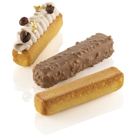 Silikomart SQ083 Stripe Éclair Professional-Size Silicone Mold with 28 Cavities, Each 5.1 Inch x 1.1 Inch x 1.1 Inch High