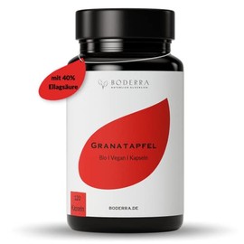 BODERRA BIO Granatapfel Extrakt - Granatapfel Kapseln hochdosiert mit 40% (400mg) EllagsÃ¤ure - kontrolliert biologischer Anbau - 1000mg Granatapfel Extrakt pro Tag - LABORGEPRÃFT - BIOVERFÃGBAR