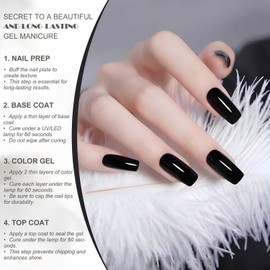 Vishine Jet Black Gel Nail Polish, 1 Pcs 16ml Soak-Off UV LED Gel Polish for DIY Nail Art & Home Manicure, Shade L349 Pure Black