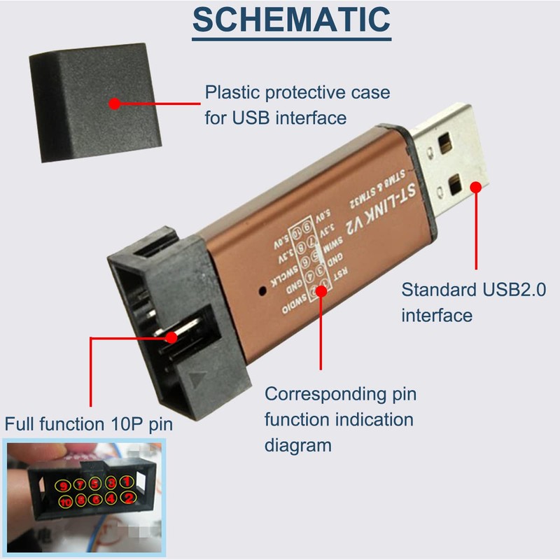 DAOKAI st-link v2 Shell Programming Unit STM8 STM32 Emulator Downloader
