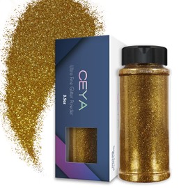 Ceya 3.5oz/ 100g Ultra Fine Glitter Powder Deep Gold Glitter 1/128” 0.008” 0.2mm for Slime Epoxy Resin Craft Tumbler Jewelry Nail Art Festival Makeup Scrapbook Painting Wedding Cards