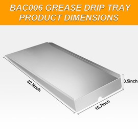 BCA006 Drip Tray Heat Baffle Replacement Parts for Traeger 34 Series, KIT0786 Eastwood 34, Newer Tex,Tex Elite Pellet Smoker Grills, 32.5" Stainless Steel Grease Pan for Traeger BBQ075, BBQ100, BBQ125