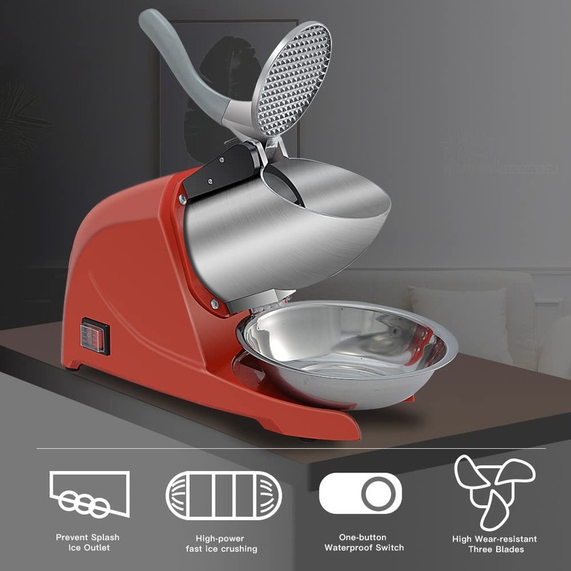 Greatrue Snow Cone Machine 380W Shaved Ice Machine 3 Blades,