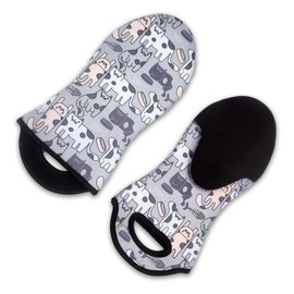 Gray Cats Oven Mitts 2 Pack, Neoprene Fabric Heat Resistant Rubber Grip, Kitchen Oven Glove, Washable Pot Holder