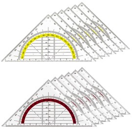 Set of 12 Set Squares, Set Square with Handle, Geo Triangle for Students, Office, Designer Painting, Triangles, Set Square Large, Transparent Set Square 30 cm, Large Set Square