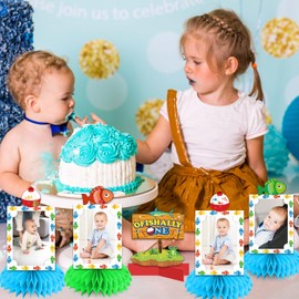 10 Pcs Ofishally One Birthday Decorations, Fishing Birthday Party Decorations Honeycomb Centerpieces, Gone Fishing Party Decorations Table Centerpiece, O Fishally One First Birthday Decorations