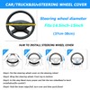 CGEAMDY Fashion Non-Slip Leather Car Steering Wheel Cover, Breathable, Ultra