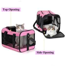 HAIPIMAO Soft Sided Airline Approved Cat Carrier, Lightweight Collapsible Dog Travel Carrier Pet Transport for Small Medium Cats Dogs Puppies Kitten up to 17 Lbs with Inner Safety Leash