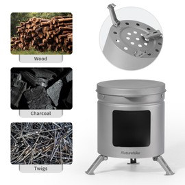 Naturehike Portable Titanium Stove Mini Titanium Wood Stove Lightweight Camping Stove Alcohol Stove and Hobo Stove for Outdoor Cooking Hiking Picnic BBQ